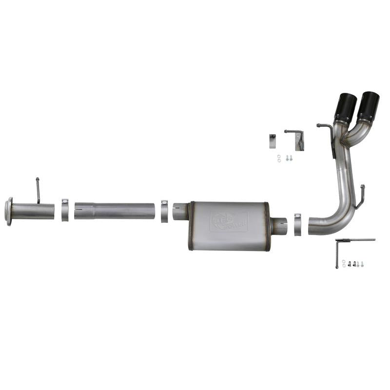 aFe Rebel Series CB 3in Middle Side Exit SS Exht w/ Black Tips 15-17 Chevy Colorado / GMC Canyon-SR1 Performance