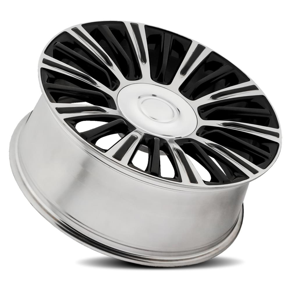 FR 91 – ESCALADE PLATINUM REPLICA WHEELS-Gloss Black Polished Accents 22x9 6x5.5 + 28 HB 78.1