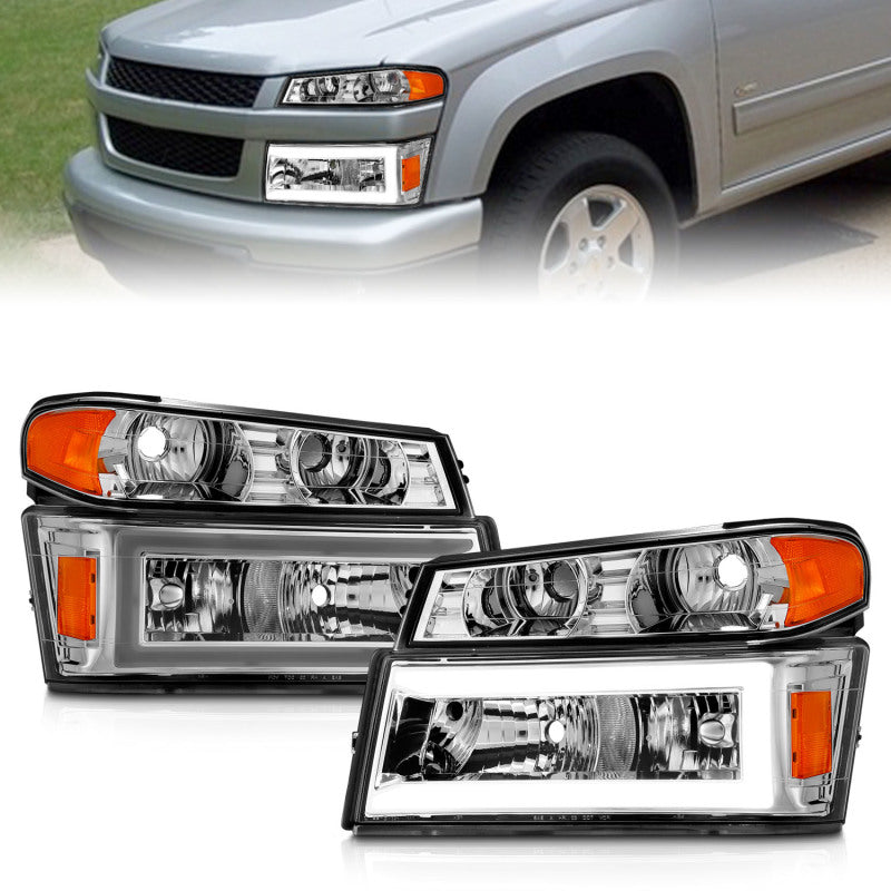 ANZO 04-12 GM Colorado/Canyon/I-Series Crystal Headlights - w/ Light Bar Chrome Housing 4pcs-SR1 Performance