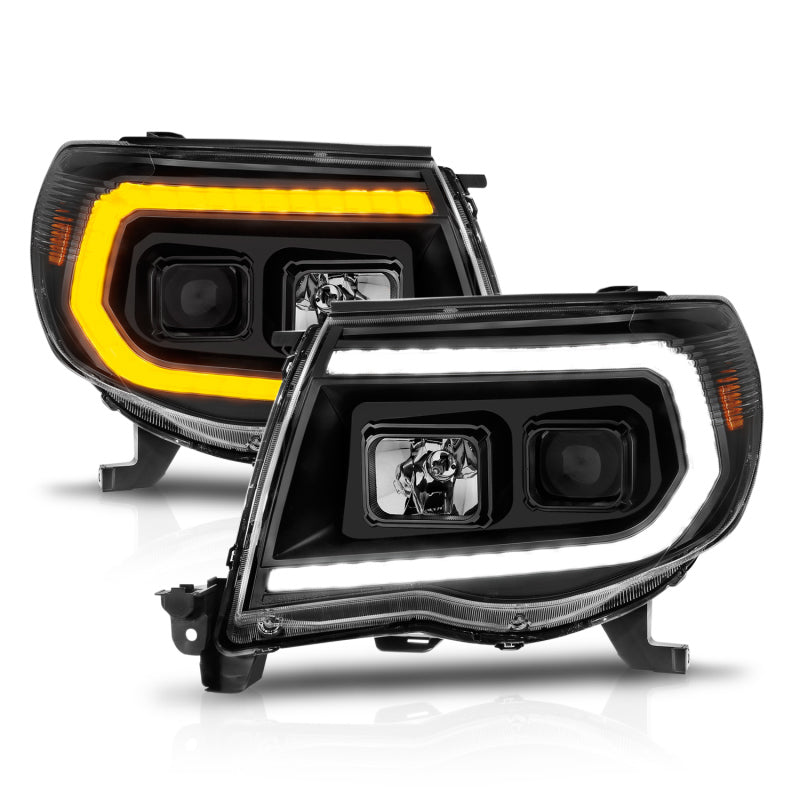 ANZO 05-11 Toyota Tacoma Projector Headlights w/Light Bar Switchback Black Housing-SR1 Performance