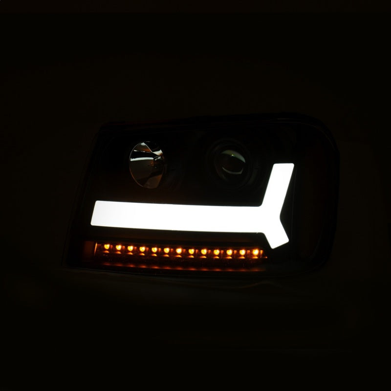 ANZO 2006-2009 Chevrolet Trailblazer Projector Headlights w/ Plank Style Design Black w/ Amber-SR1 Performance