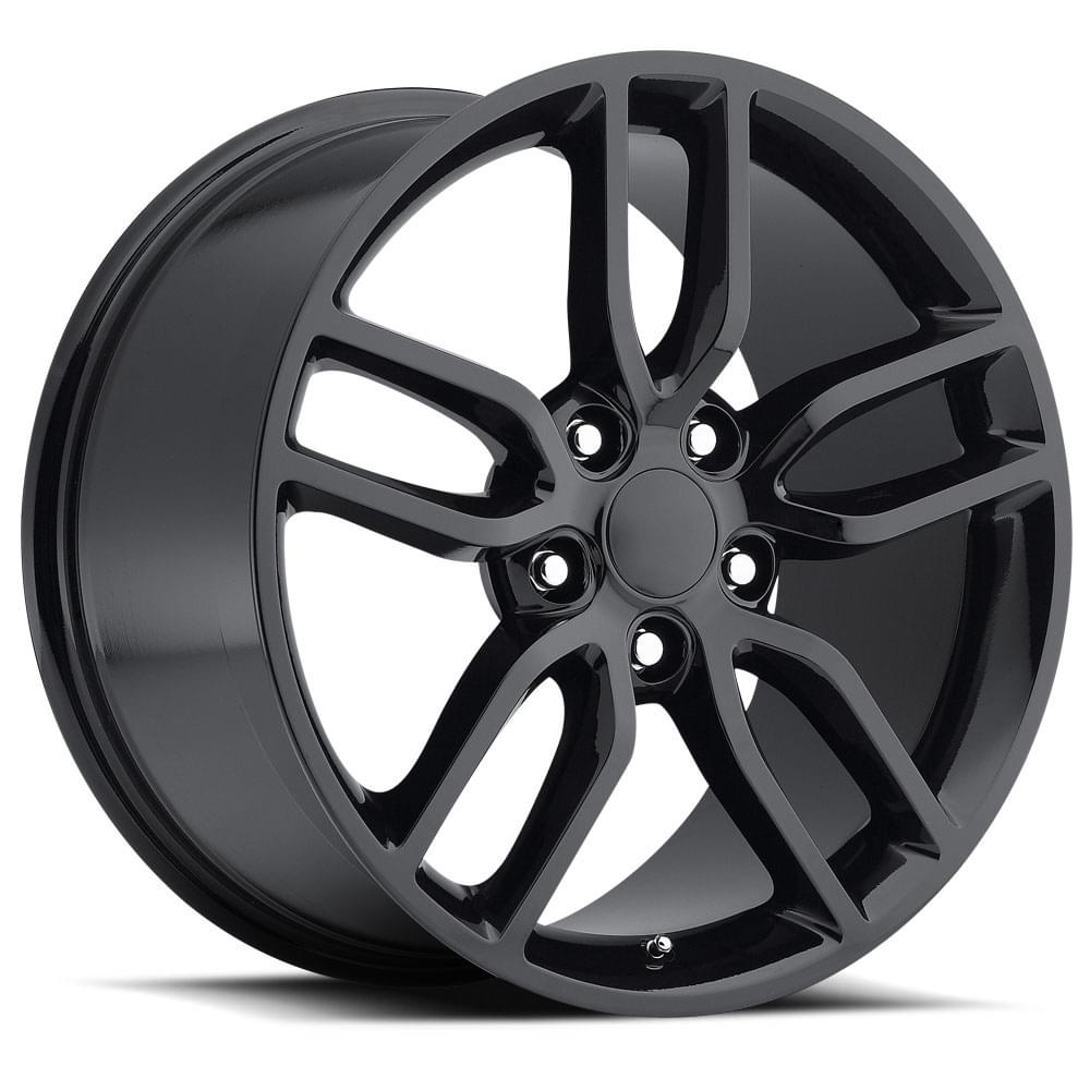 19X10 5X4.75 +79 HB 70.3 2015 CORVETTE STYLE 26 Z51 GLOSS BLACK WITH CAP-SR1 Performance