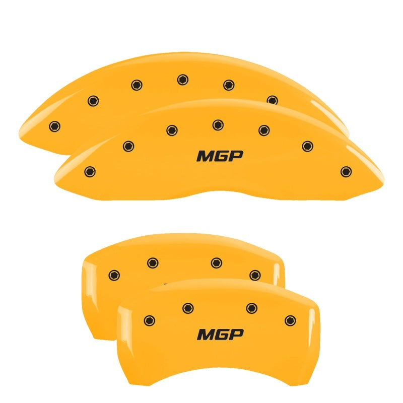 MGP 4 Caliper Covers Engraved Front/Rear 18-19 Buick Regal Sportback Yellow Finish Silver Characters-SR1 Performance