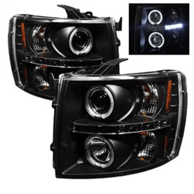 Spyder Chevy Silverado 1500 07-13 Projector Headlights LED Halo LED Blk PRO-YD-CS07-HL-BK-SR1 Performance