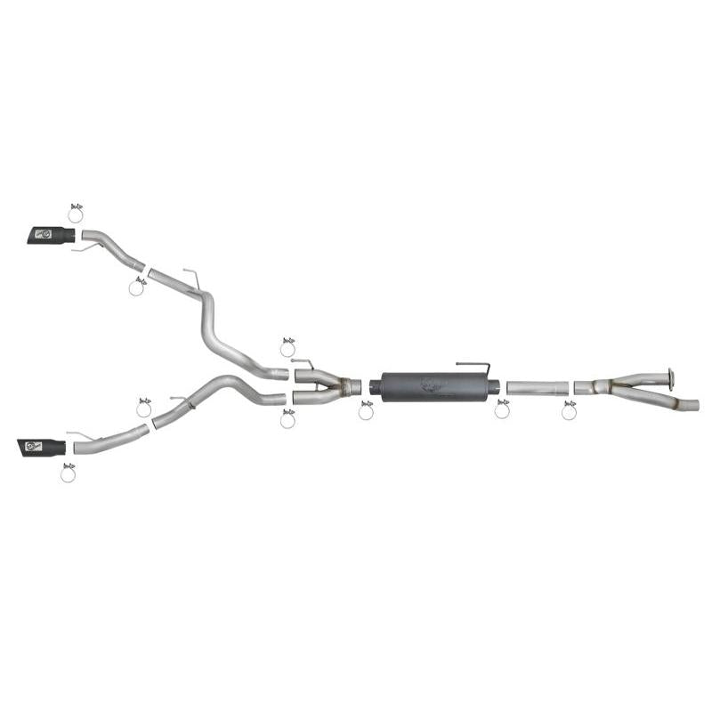 aFe MACH Force-Xp 3in to 3-1/2in 304 SS Cat-Back Exhaust w/Black Tip 17-18 Ford F-150 Raptor V6 3.5L-SR1 Performance
