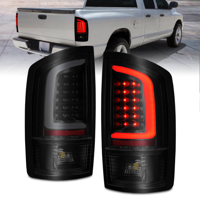 ANZO 2002-2006 Dodge Ram 1500 LED Tail Lights w/ Light Bar Black Housing Smoke Lens-SR1 Performance