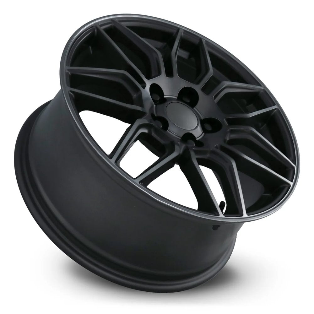 FR 401 – C8 ZO6 CORVETTE REPLICA WHEELS-Satin Titanium Grey Machine Face wDark 18x8.5 5x4.75 + 54 HB 70.3