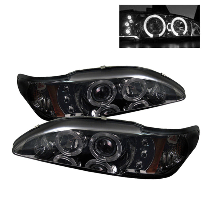 Spyder Ford Mustang 94-98 1PC Projector LED Halo Amber Reflctr LED Smk PRO-YD-FM94-1PC-AM-SMC-SR1 Performance