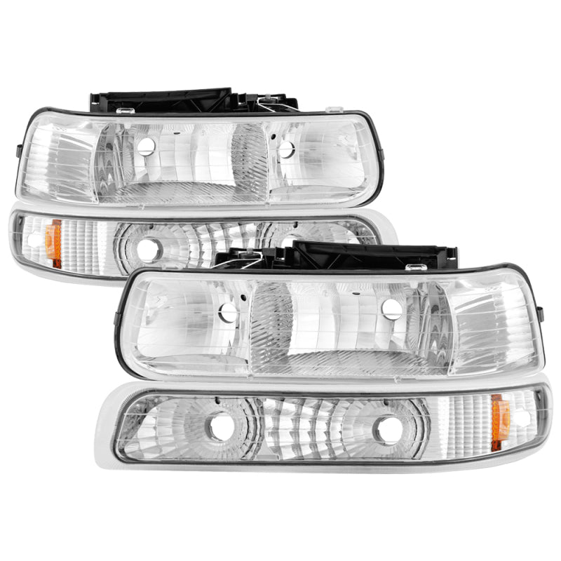 Xtune Chevy TahOE 00-06 Amber Crystal Headlights w/ Bumper Lights Chrome HD-JH-CSIL99-SET-AM-C-SR1 Performance