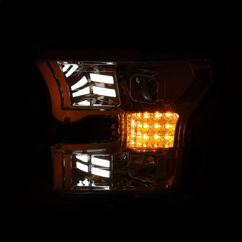 ANZO 15-17 Ford F-150 Proj Headlights w/ Plank Style Design Chrome w/ Amber Sequential Turn Signal-SR1 Performance