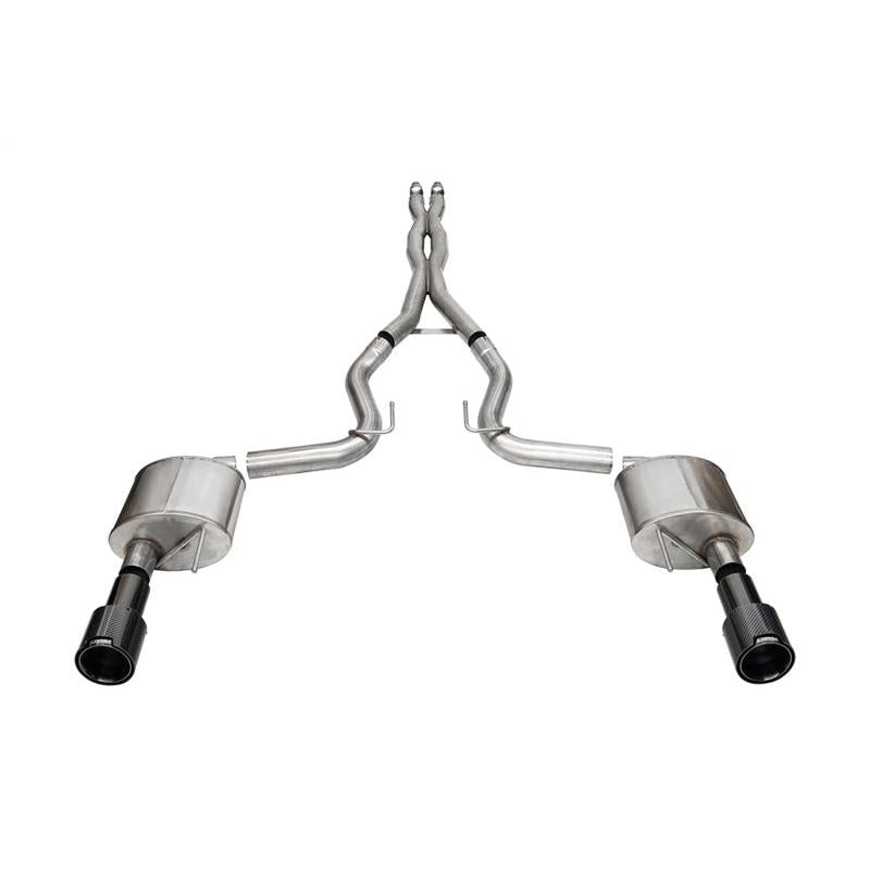 Corsa 2024-2024 Ford Mustang GT 5.0L V8 Xtreme 4.5 Cat-Back Duel Rear w/ 4.5 In Carbon Fiber Tips-SR1 Performance