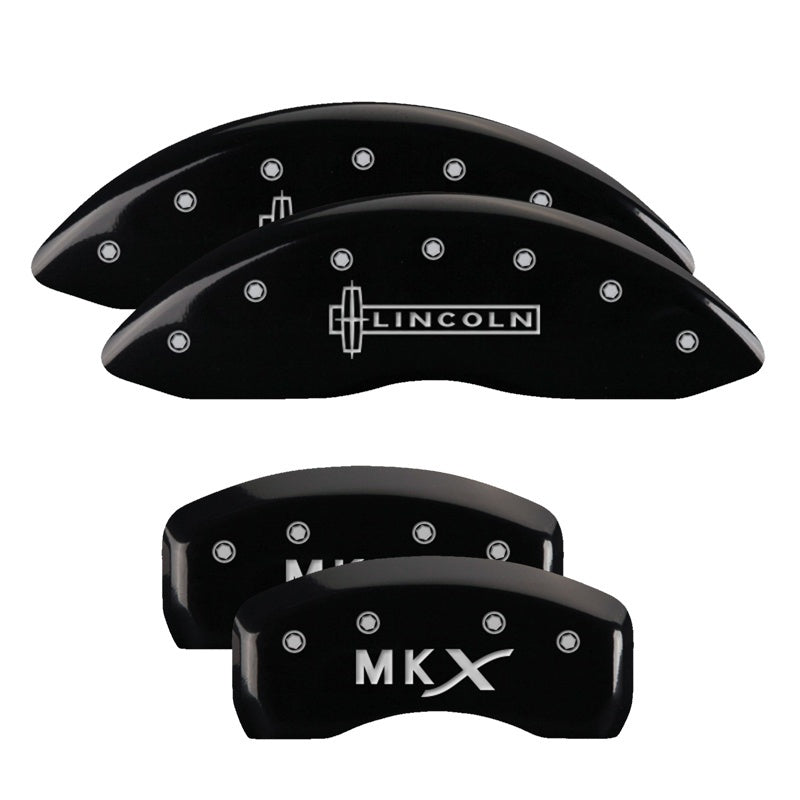 MGP 4 Caliper Covers Engraved Front Lincoln Engraved Rear MKX Black finish silver-SR1 Performance