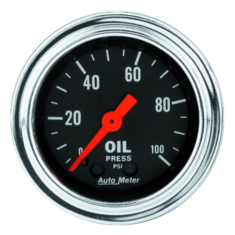 Autometer Traditional Chrome 2-1/16in 100 PSI Mechanical Oil Pressure Gauge-SR1 Performance