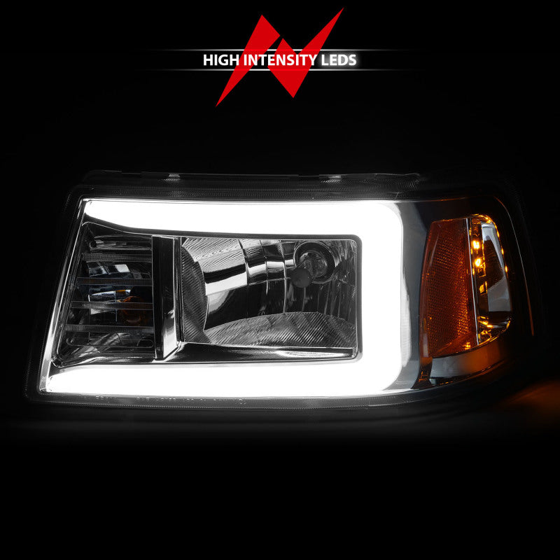 ANZO 2001-2011 Ford Ranger Crystal Headlights w/ Light Bar Chrome Housing-SR1 Performance