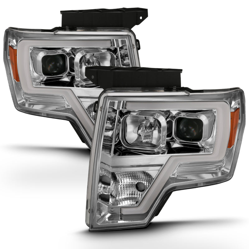 ANZO 2009-2014 Ford F-150 Projector Headlight Plank Style Chrome Amber-SR1 Performance