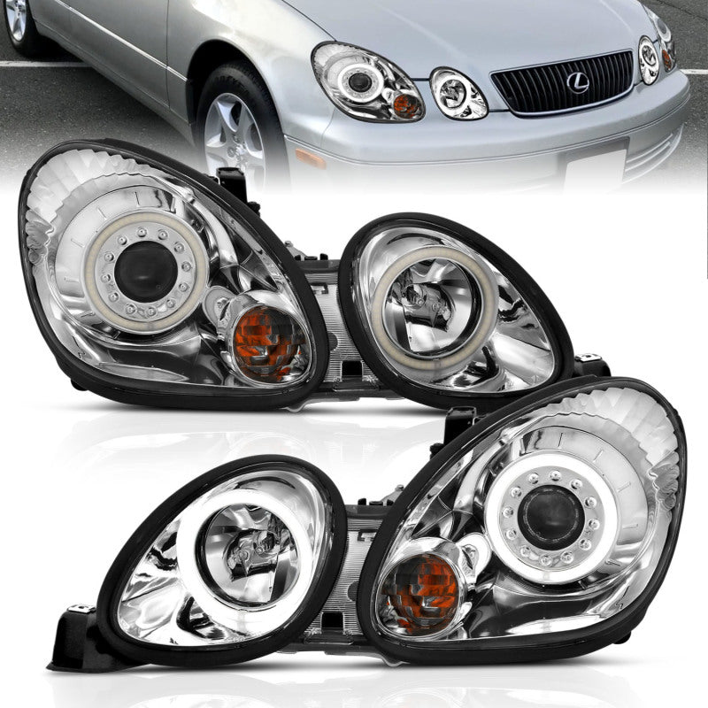 ANZO 1998-2005 Lexus Gs300 Projector Headlights w/ Halo Chrome-SR1 Performance
