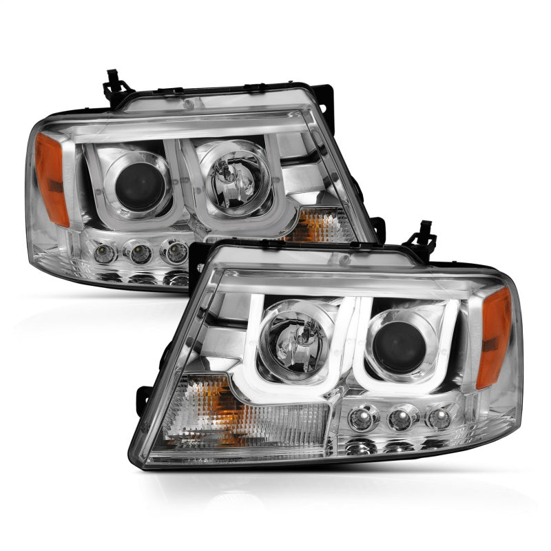 ANZO 2004-2008 Ford F-150 Projector Headlights w/ U-Bar Chrome-SR1 Performance