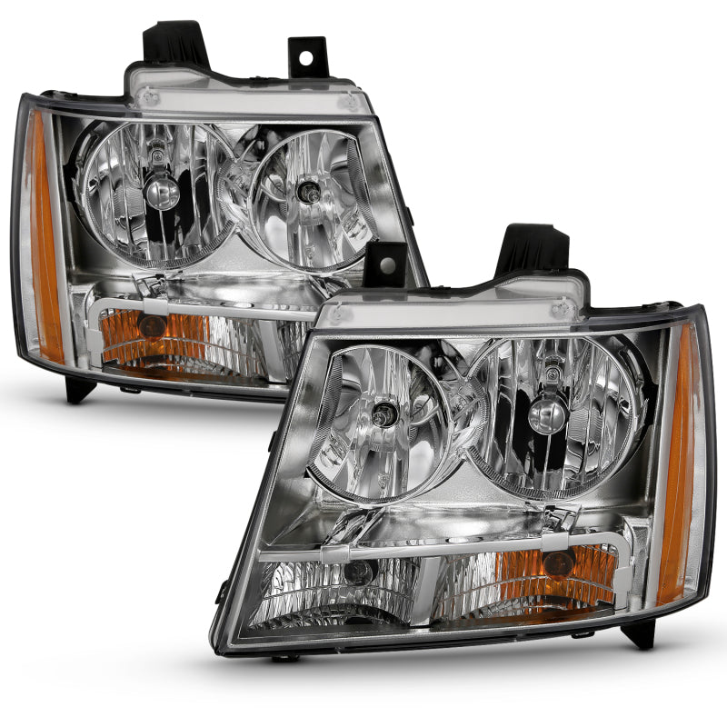 ANZO 2007-2014 Chevy TahOE Crystal Headlight Chrome Amber(OE)-SR1 Performance