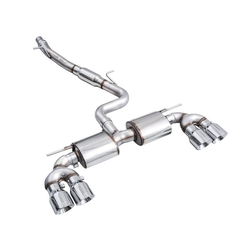 AWE MK8 Volkswagen Golf R 3in Touring Edition Quad Exhaust - Chrome Silver Tips-SR1 Performance