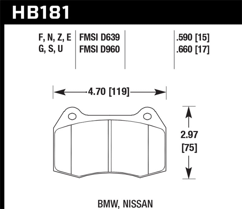 Hawk 94-97 BMW 840CI/850CI HPS Front Street Brake Pads-SR1 Performance