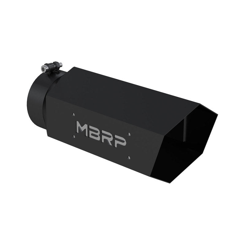 MBRP Universal Hex Tip 5in Inlet 16in Length w/ Logo - Black Coated-SR1 Performance