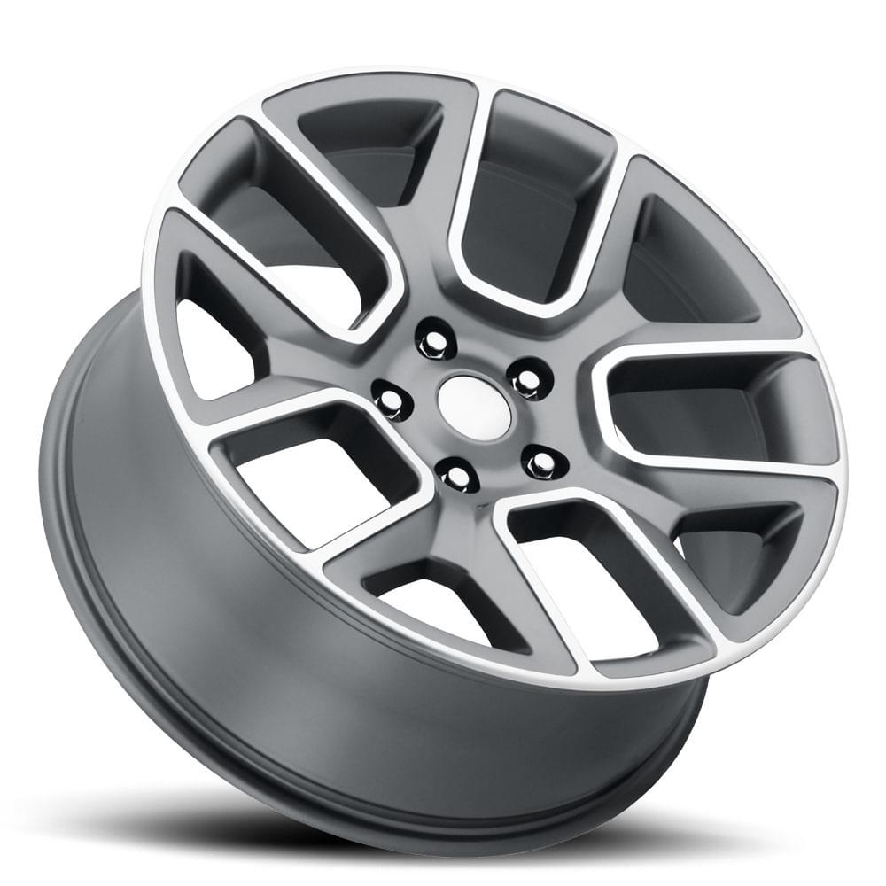 FR 76 – RAM TRUCK 1500 REPLICA WHEELS-Satin Grey Machine Face 22x9 6x5.5 + 15 HB 77.8