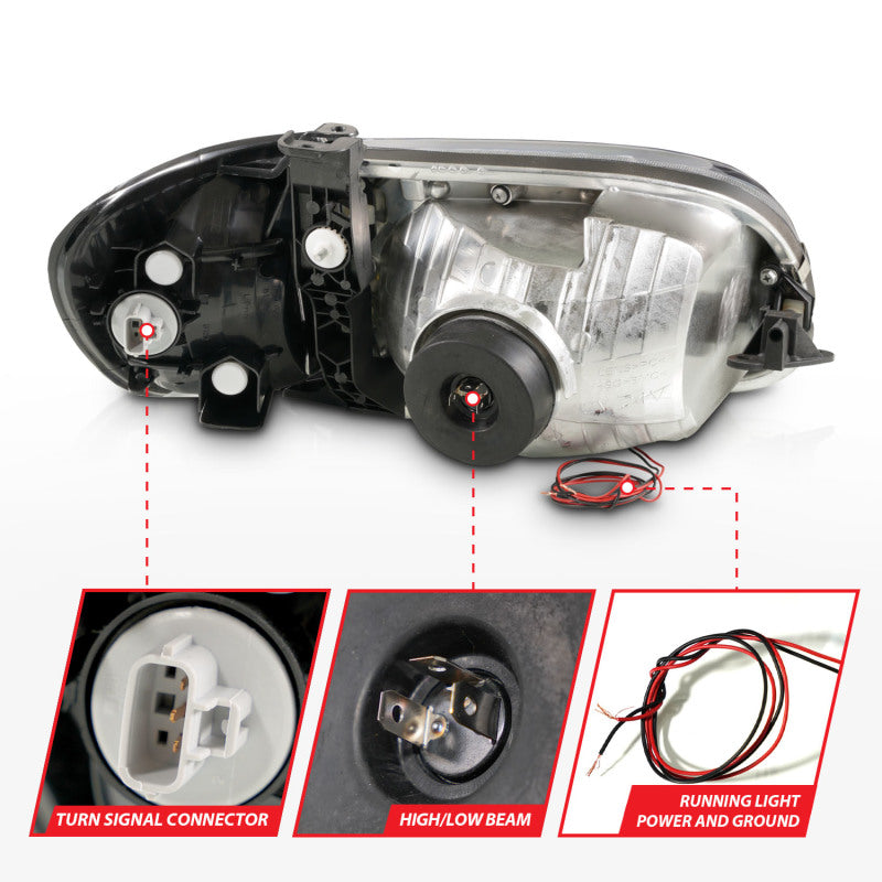 ANZO 00-04 Toyota Tundra (Reg/Acc Cab Only) Crystal Headlights w/Lgt Bar Chrome w/Corner Lights 2pc-SR1 Performance