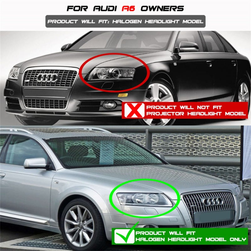 Spyder Audi A6 05-07 Projector Headlights Halogen Model Only - DRL Black PRO-YD-ADA605-DRL-BK-SR1 Performance