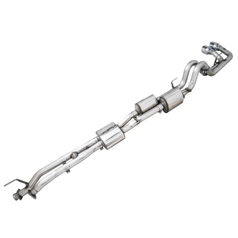 AWE 16-22 Toyota Tacoma 0FG Catback Exhaust w/ BashGuard - Dual Chrome Silver Tips-SR1 Performance