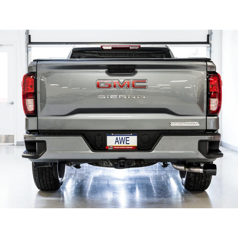 AWE Tuning 4th Gen GM 1500 5.3L 0FG Catback Dual Side Exit (Flat Bumper) - Diamond Tips-SR1 Performance