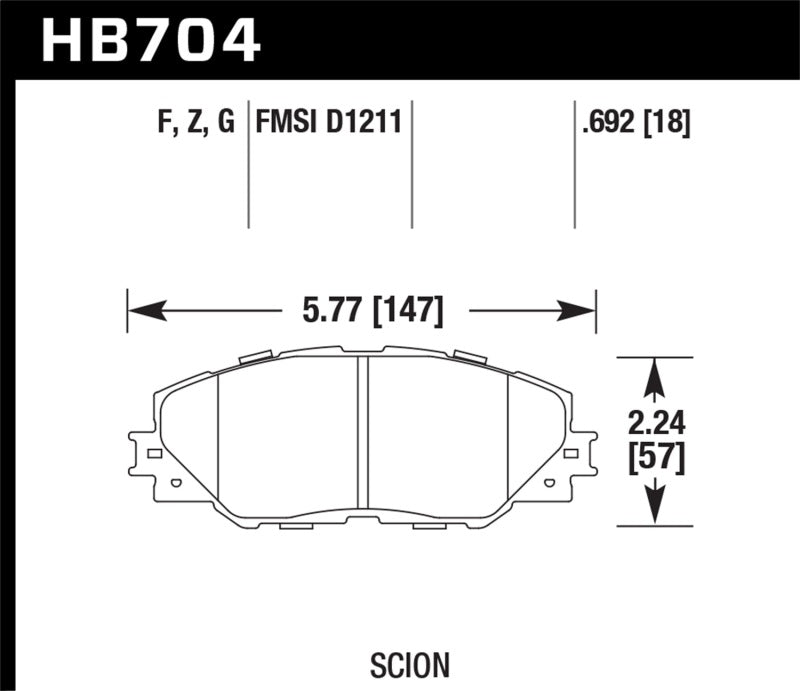 Hawk 06-16 Toyota RAV4 HPS 5.0 Front Brake Pads-SR1 Performance