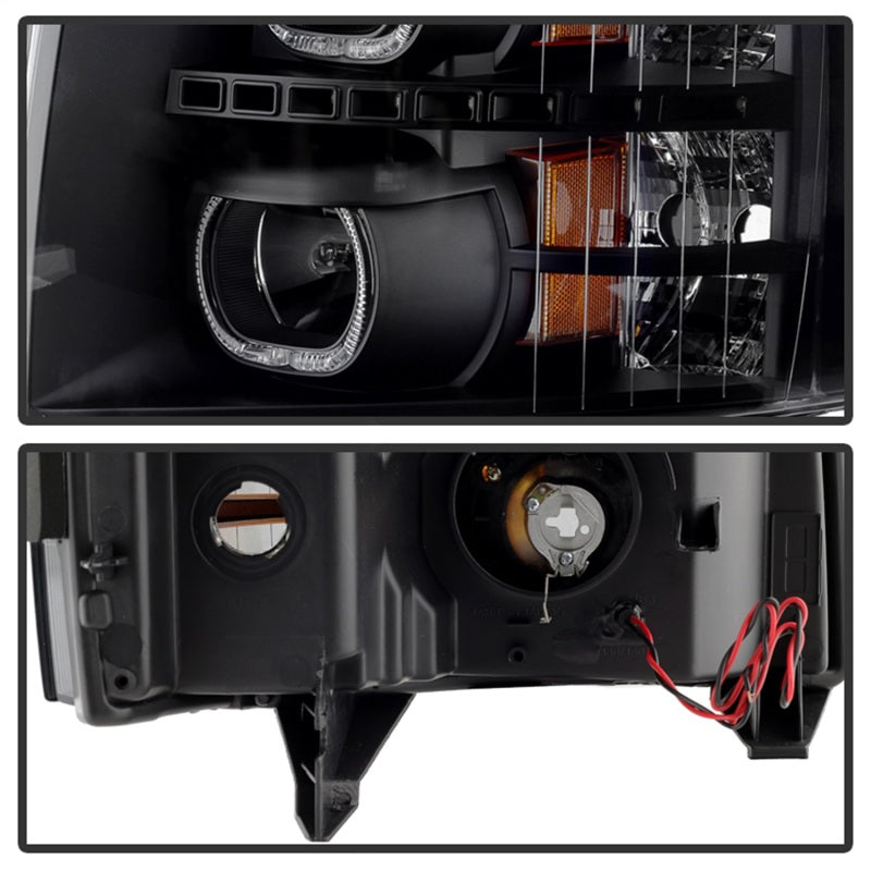 Xtune Chevy Silverado 1500/2500/3500 07-13 LED Halo Projector Headlights Black PRO-JH-CSIL07-CFB-BK-SR1 Performance