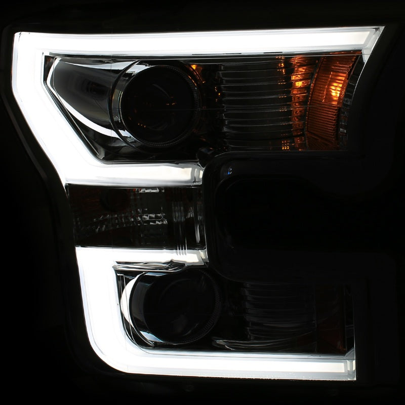 ANZO 2015-2017 Ford F-150 Projector Headlights w/ Plank Style Switchback Chrome w/ Amber-SR1 Performance