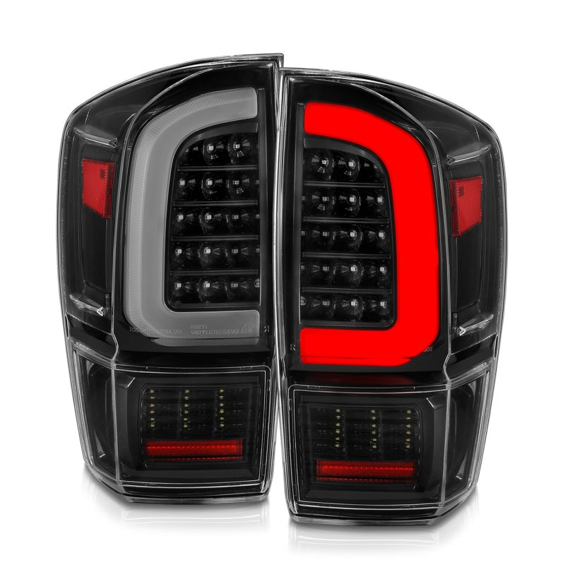 ANZO 16-21 Toyota Tacoma LED Tail Lights - w/ Light Bar Sequential Black Housing & Clear Lens-SR1 Performance