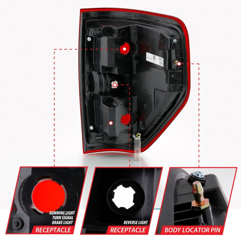 ANZO 2009-2014 Ford F-150 Euro Taillight Red/Clear (W/O Bulb)-SR1 Performance
