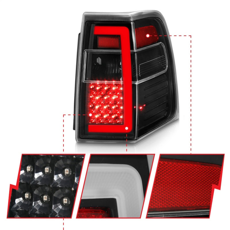 ANZO 07-17 Ford Expedition LED Taillights w/ Light Bar Black Housing Clear Lens-SR1 Performance