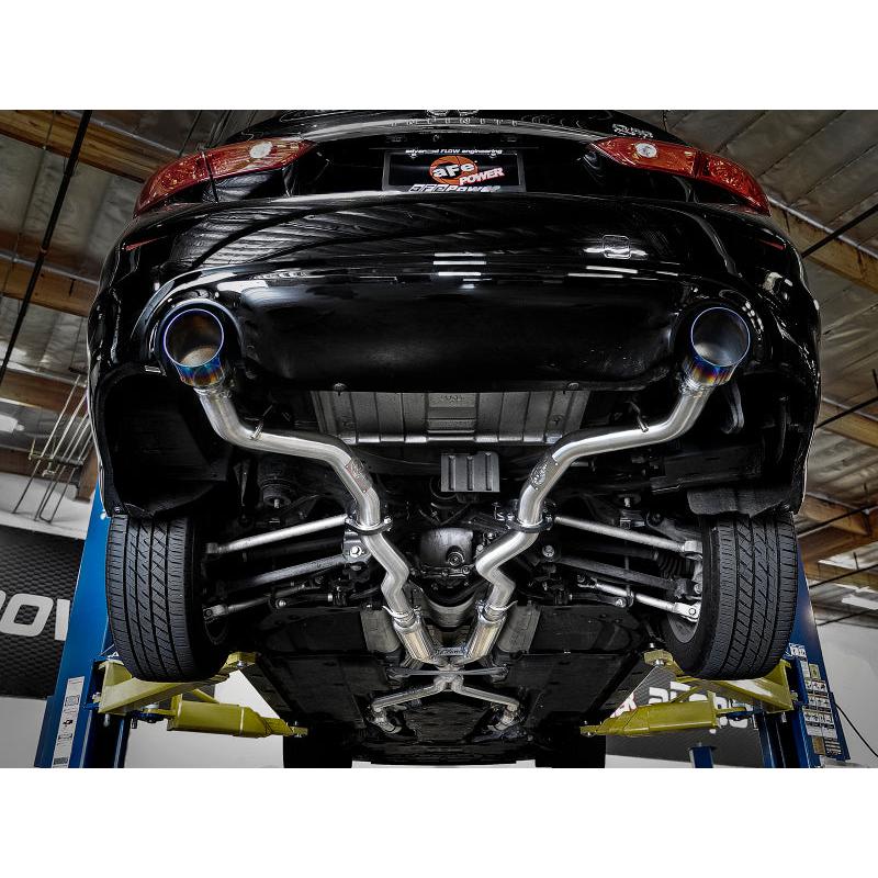 aFe Takeda 2.5in 304 SS Cat-Back Exhaust System w/ Blue Flame Tips 16-18 Infiniti Q50 V6-3.0L (tt)-SR1 Performance