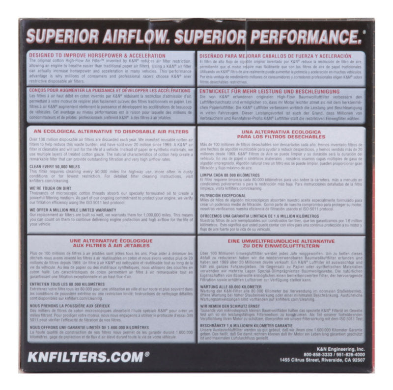 K&N Custom Racing Assembly - Round Tapered - Red 1.656in Neck Flange - 2.25in Over Height-SR1 Performance