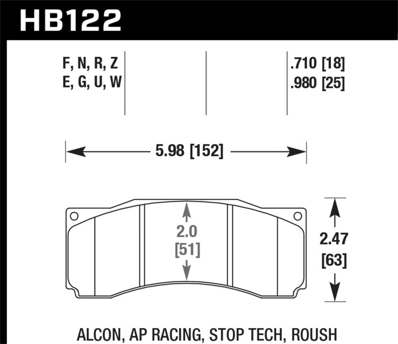 Hawk Stoptech ST-60 Caliper DTC-60 Race Brake Pads-SR1 Performance