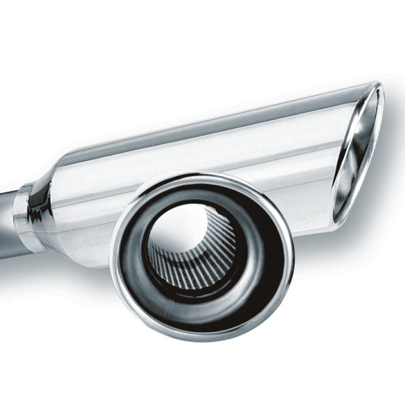 Borla 2.25in Inlet 4in Round Rolled Angle Cut Resonated x 13in Long Exhaust Tip-SR1 Performance