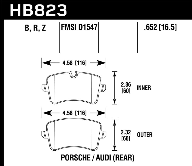 Hawk 13-17 Audi S6/S7/S8 / 12-17 Audi A6 Quattro/A7 Quattro Performance Ceramic Rear Brake Pads-SR1 Performance