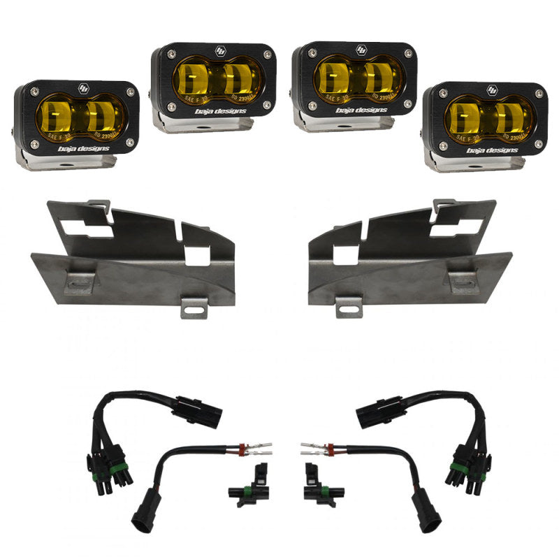 Baja Designs 19-22 Dodge RAM 1500 Rebel / 21-22 1500 TRX S2 SAE Dual Fog Pocket Light Kit - Amber-SR1 Performance