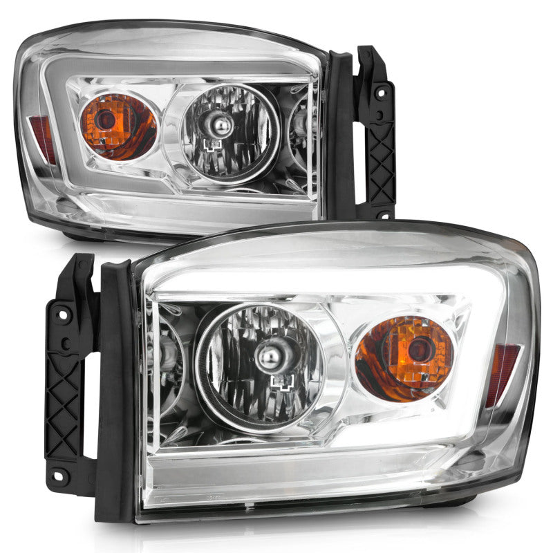 Anzo 06-09 Dodge RAM 1500/2500/3500 Headlights Chrome Housing/Clear Lens (w/ Light Bars)-SR1 Performance