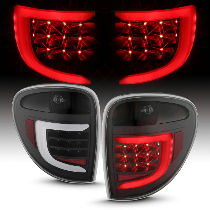 ANZO 2004-2007 Dodge Grand Caravan LED Tail Lights w/ Light Bar Black Housing Clear Lens-SR1 Performance