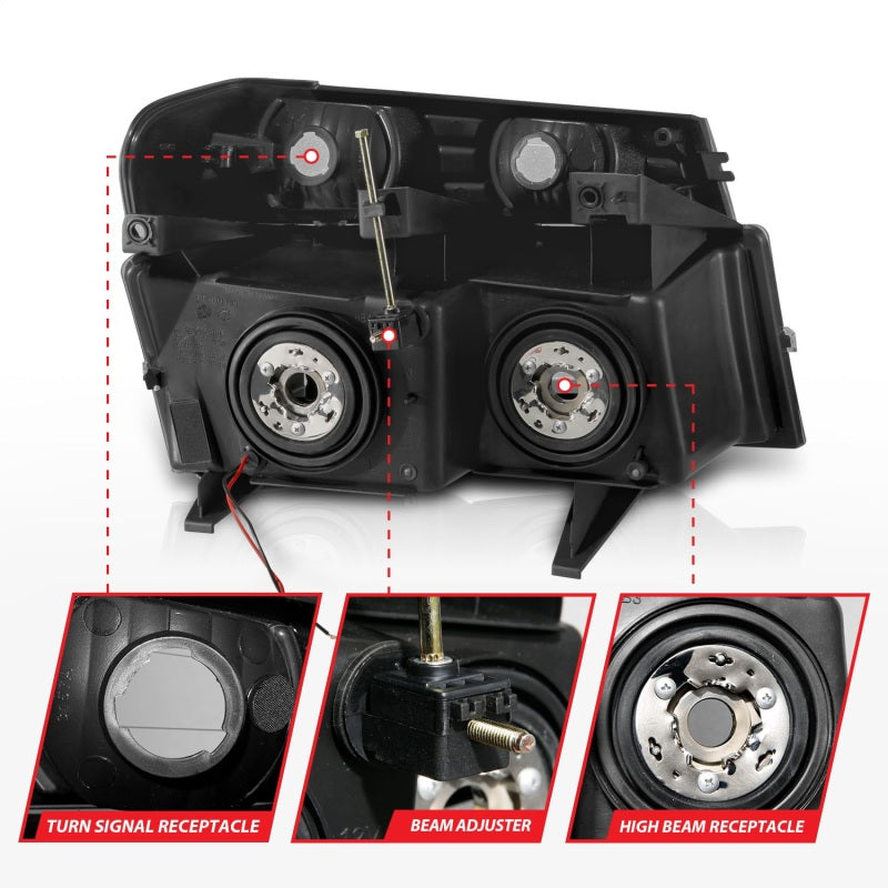 ANZO 04-12 GM Colorado/Canyon/I-Series Crystal Headlights - w/ Light Bar Black Housing 4pcs-SR1 Performance