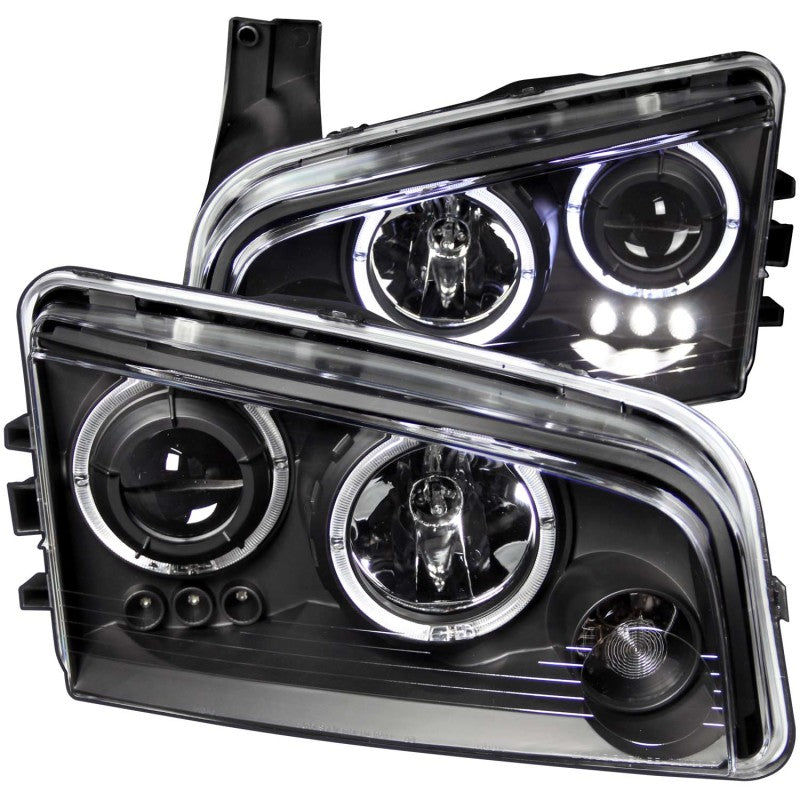 ANZO 2006-2010 Dodge Charger Projector Headlights w/ Halo Black-SR1 Performance