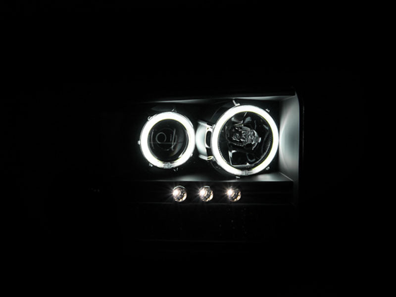 ANZO 2005-2007 Ford Excursion Projector Headlights w/ Halo Black w/ LED Strip (CCFL) 1pc-SR1 Performance