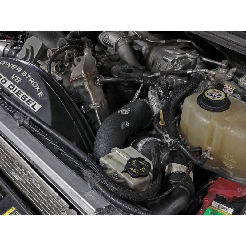 afe 08-10 Ford Trucks V8-6.4L (td) BladeRunner 3 IN Aluminum Hot Charge Pipe - Black-SR1 Performance