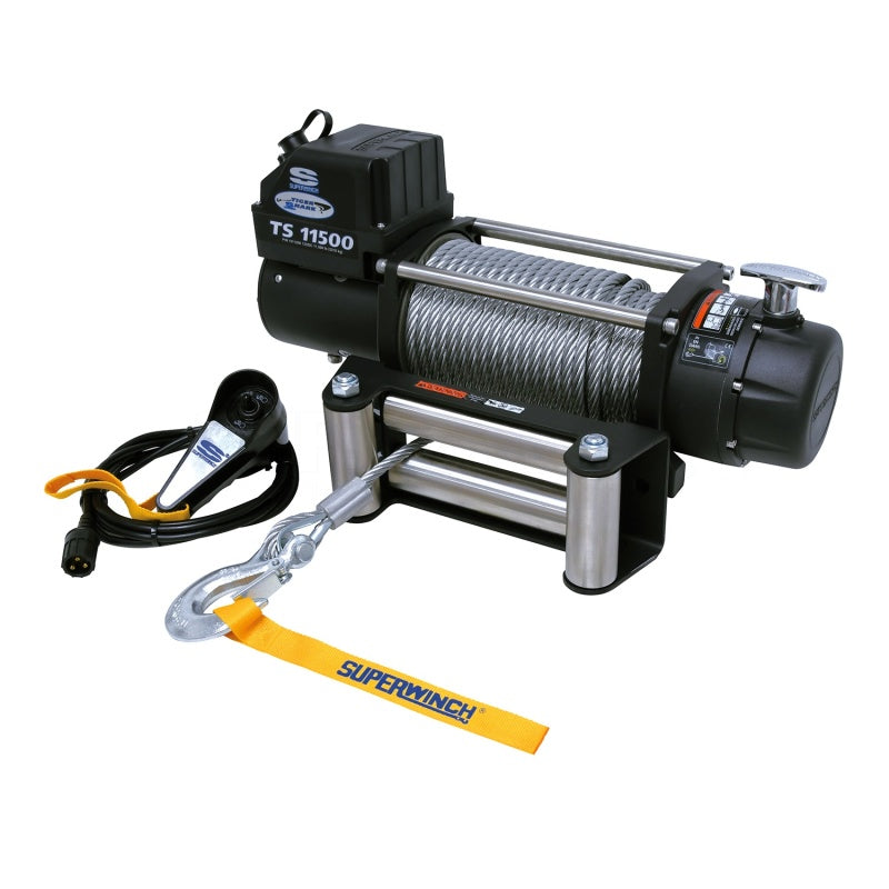 Superwinch 11500 LBS 12V DC 3/8in x 84ft Steel Rope Tiger Shark 11500 Winch-SR1 Performance