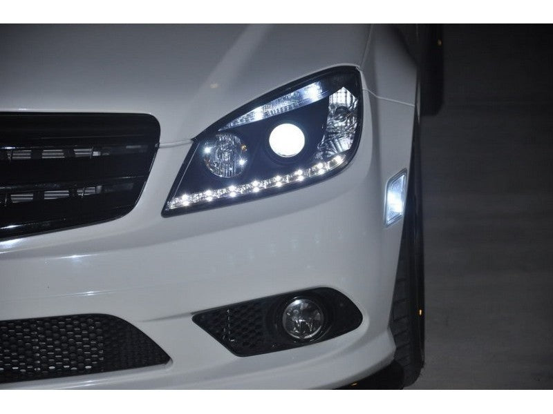 Spyder Mercedes Benz C-Class 08-11 Projector Headlights Halogen - DRL Blk PRO-YD-MBW20408-DRL-BK-SR1 Performance